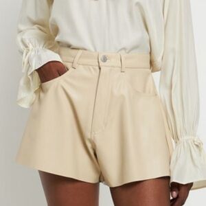 NWOT WeWoreWhat Faux Leather Shorts - Cream